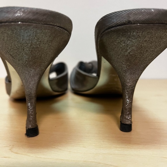 Prada Vintage HH Silver Lame Open Toe Slides Shoes S 10 - Picture 9 of 9